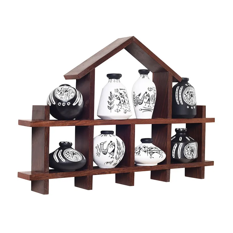 Katha Kutir Warli Terracotta & Wood Wall Accent - Nine Piece Set media 4