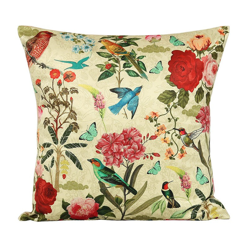 India Circus Poppy Wing Printed Velvet Cushion Cover - Set Of Five media 4