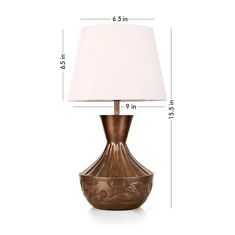 Kalash Etched Fabric Table Lamp - Copper,White media 4