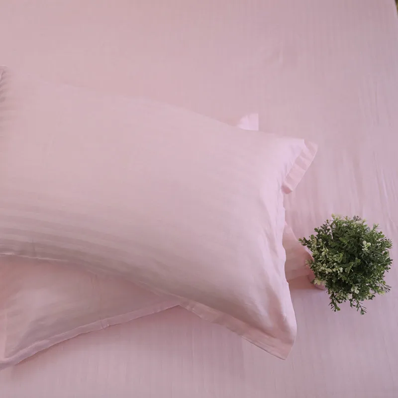 Le Coton Striped Solid Cotton Bedsheet (Pastel Pink) - 250 TC media 5