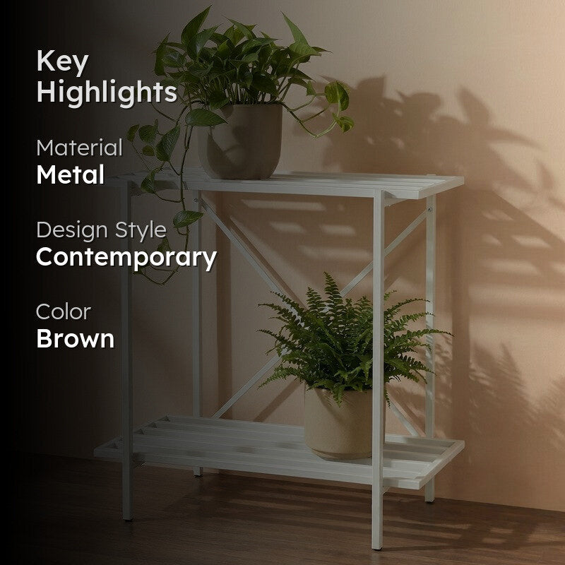 Leafnest Metal Planter Stand - White media 2
