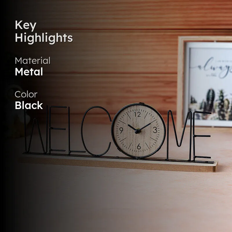 Typo Welcome Table Clock - Black media 2