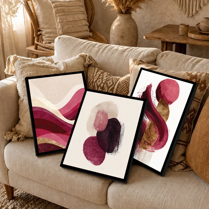 Roselle Abstract Flow Wall Art With Frame - Set Of Three media 4