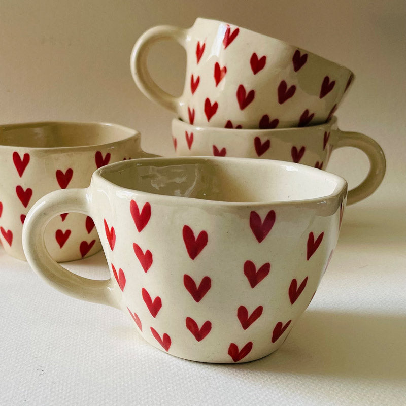 Heart Melody Ceramic Coffee Mug (240 mL Each) - Set of Six media 3