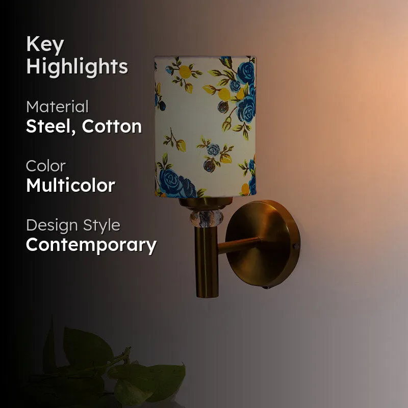 Garden Lights Cylindrical Steel & Cotton Wall Lamp - Blue media 2