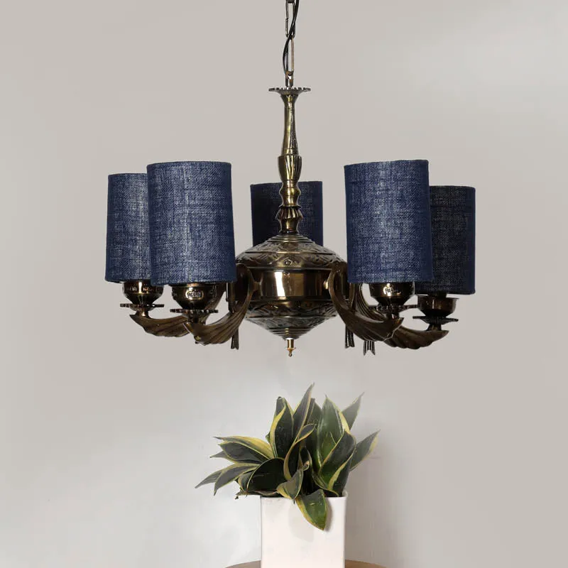 Oceanic Cylindrical Golden Antique Ceiling Lamp media 2
