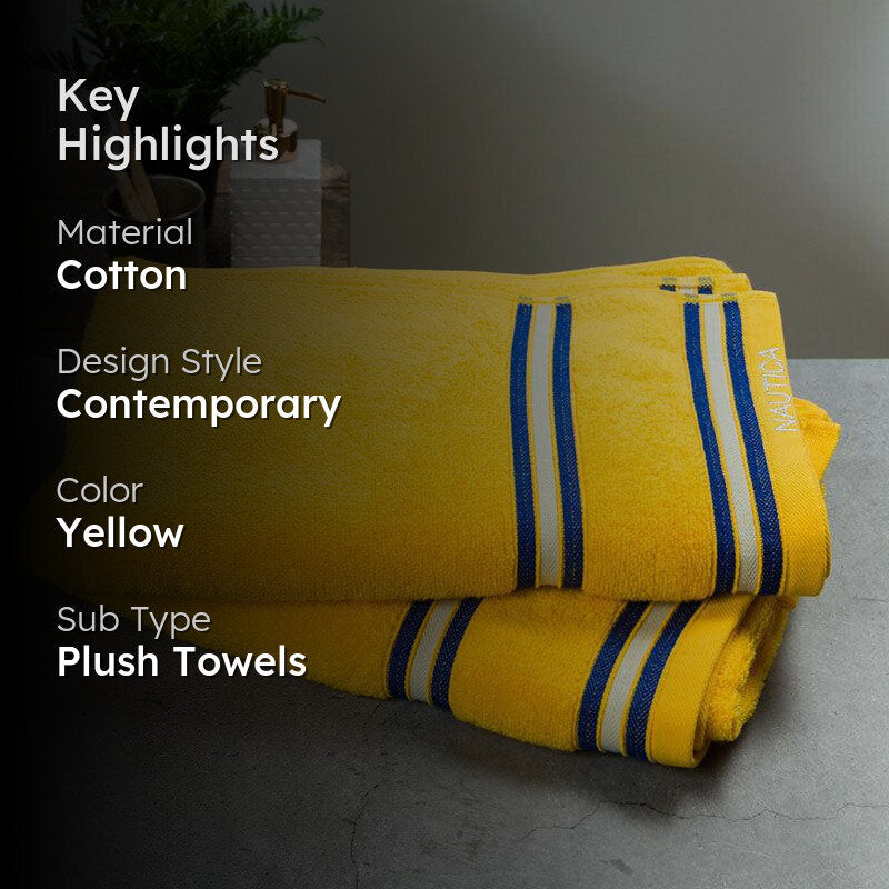 Nautica Dove Down Cotton Towel Set (Yellow) - Set Of Two media 2