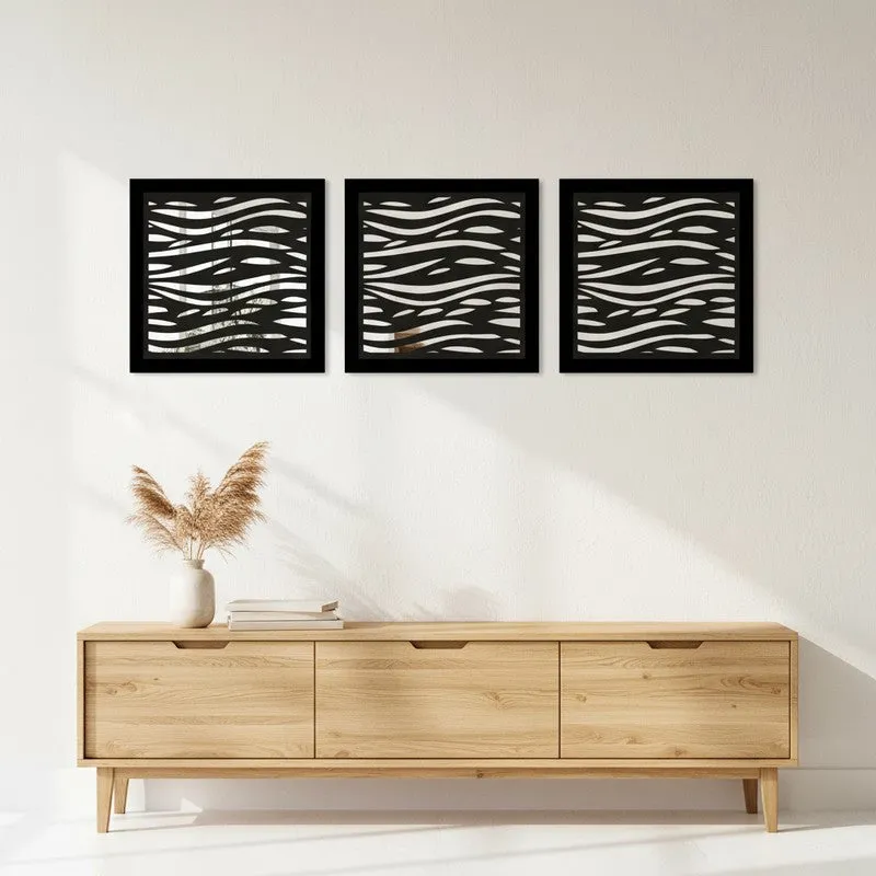 Aurora Glass Wall Mirror With Wooden Frame - Set Of Three media 3