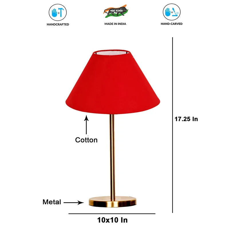 Glow Mesa Cotton & Metal Table Lamp (Empire) - Red,Gold media 4