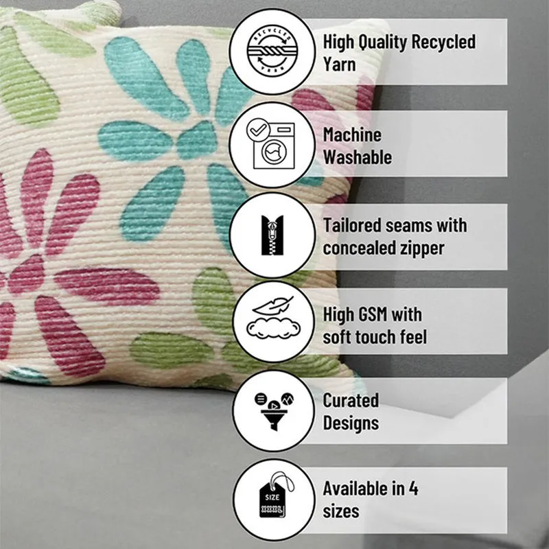 FloralGrace Cushion Cover (Teal, Maroon) - Set Of Two media 6