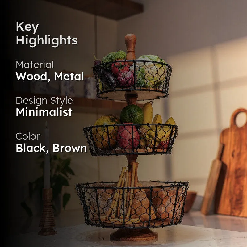 OrchardStack Metal Three-Tier Fruit Basket media 2