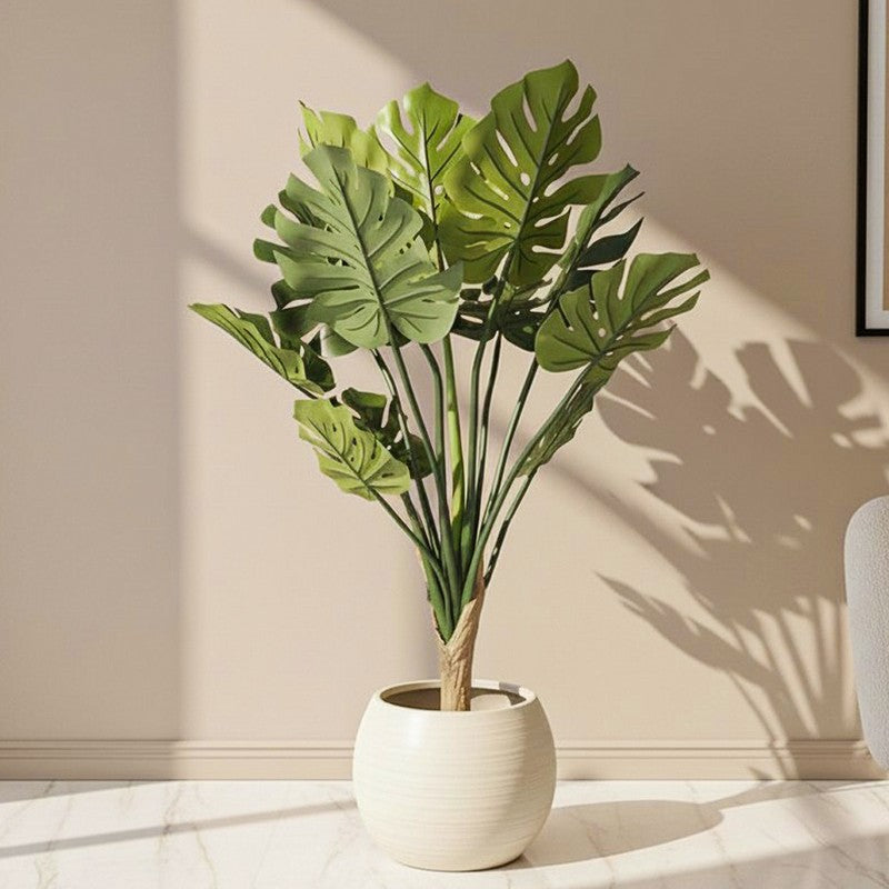Tropika Artificial Monstera Plant With Black Plastic Pot - 3.6 Feet
