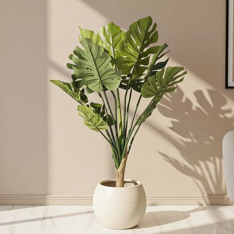 Tropika Artificial Monstera Plant With Black Plastic Pot - 3.6 Feet media 1