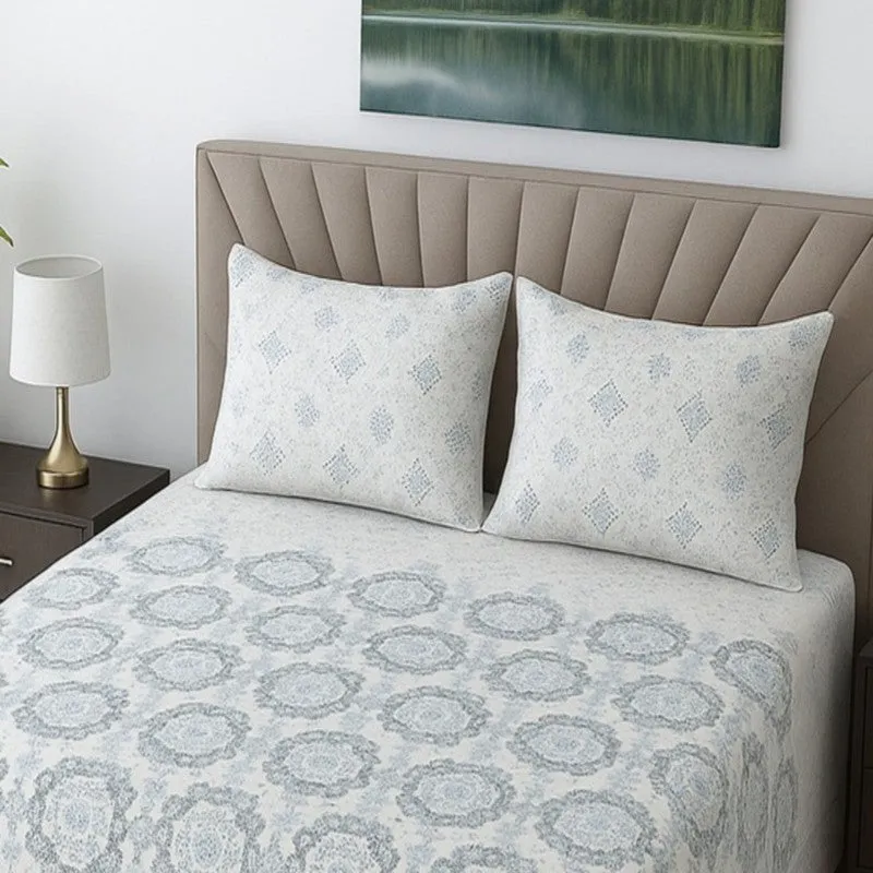 Nooraya Cotton Bedsheets (Grey) - 400 TC media 3