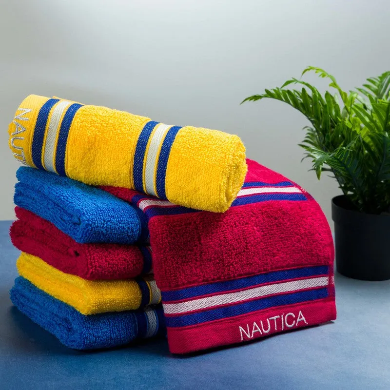 Nautica Dove Dual Down Cotton Hand Towel (Yellow,Red & Blue) - Set Of Six media 3