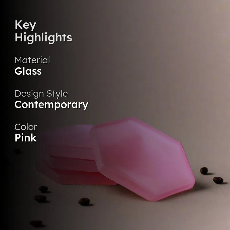 Glossy Hexa Glass Coaster (Pink) - Set Of Four media 2