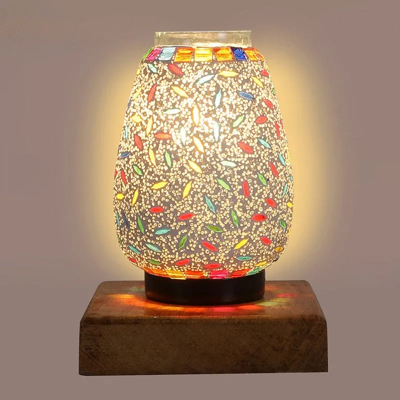Aurvia Glass Table Lamp With Wooden Base - Multicolor media 8