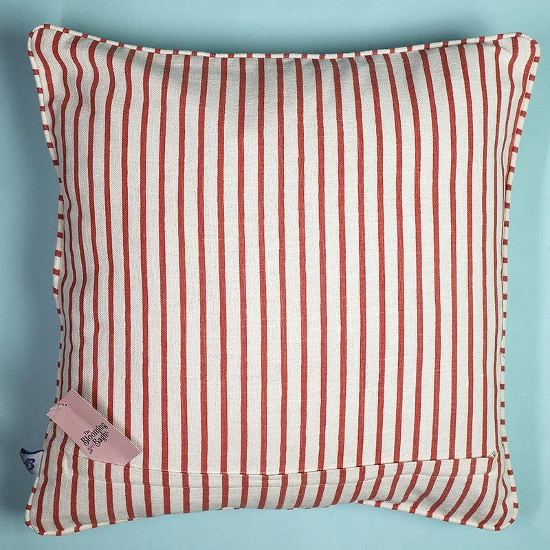 Crimson Lily Embroidered Cotton Cushion Cover media 6