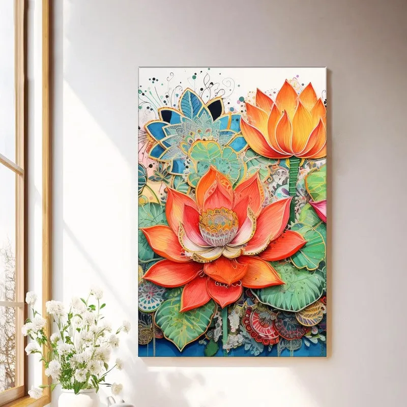 Flame Lotus Wall Art Without Frame media 2