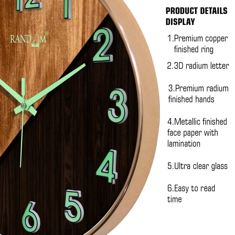 Oaklyn Round Modern Plastic Wall Clock - Black & Brown media 6