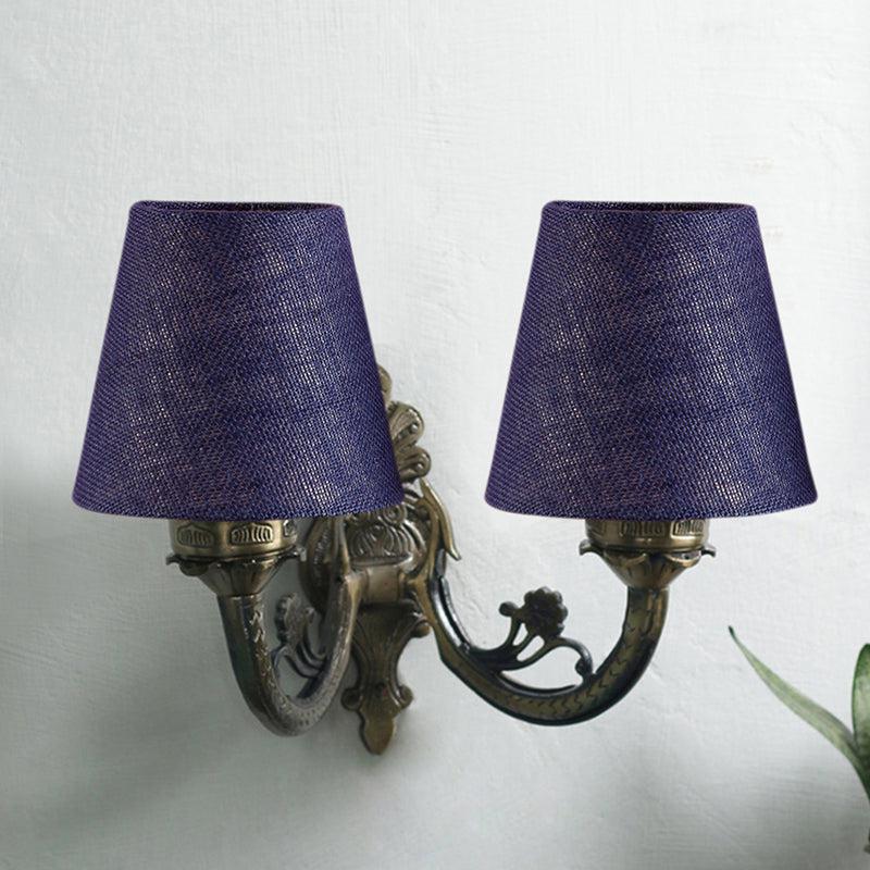 Vintage Conical Duo Fabric & Metal Wall Lamp - Blue media 3