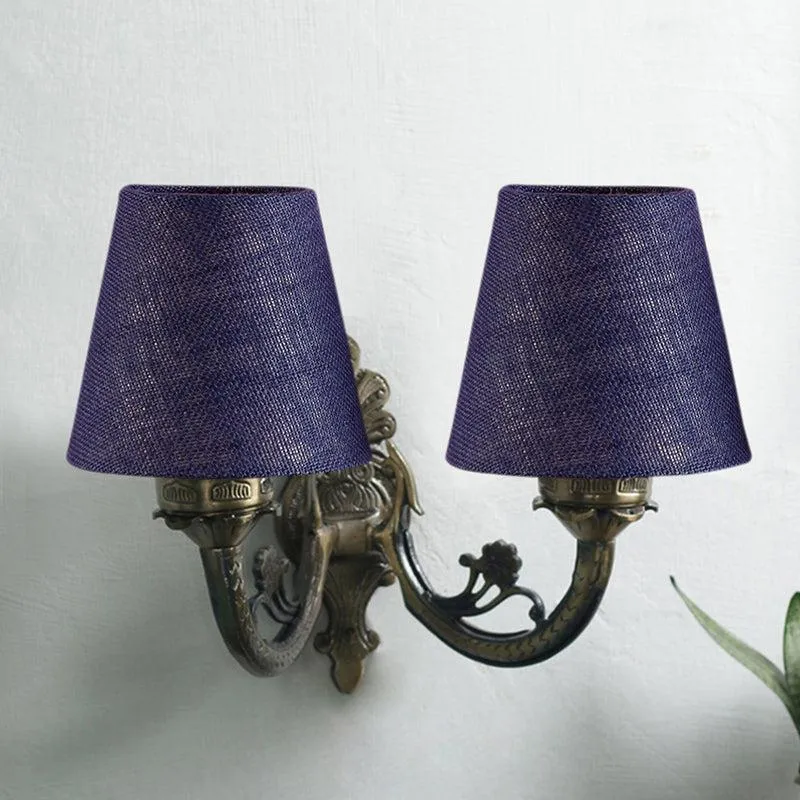 Vintage Conical Duo Fabric & Metal Wall Lamp - Blue media 3