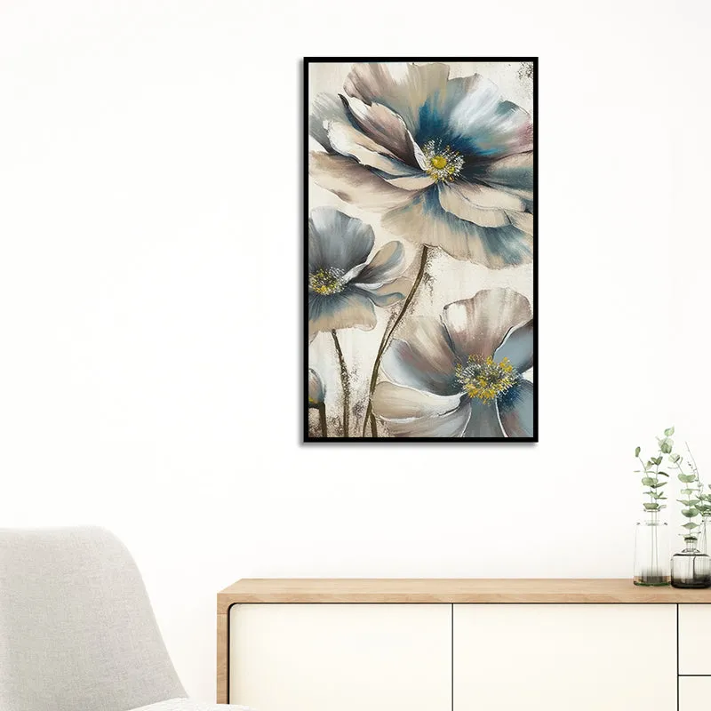 Blooms In Gloom Floral Canvas Wall Painting With Frame - Black media 5