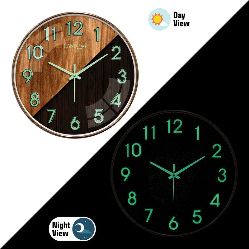 Oaklyn Round Modern Plastic Wall Clock - Black & Brown media 4