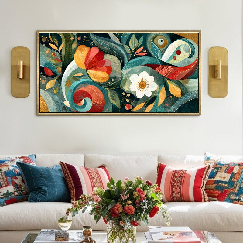 Botanical Whisper Canvas Wall Painting With Frame