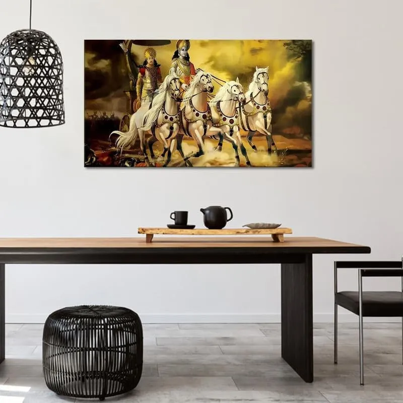 The Sacred Kurukshetra Canvas Wall Painting With Frame media 3
