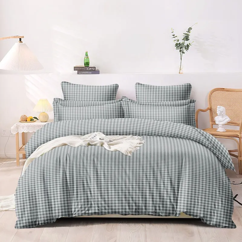 Checkered Dreams Fitted Micro Fiber Bedsheet (Grey) - 150 GSM media 4