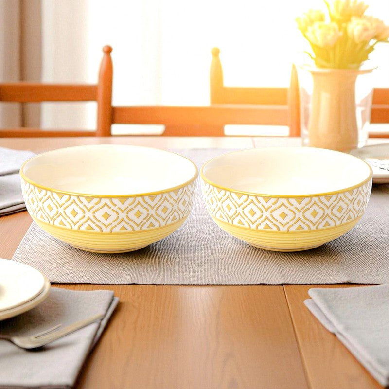 Amora Gold Ceramic Serving Bowls (1500 mL) - Set Of Two