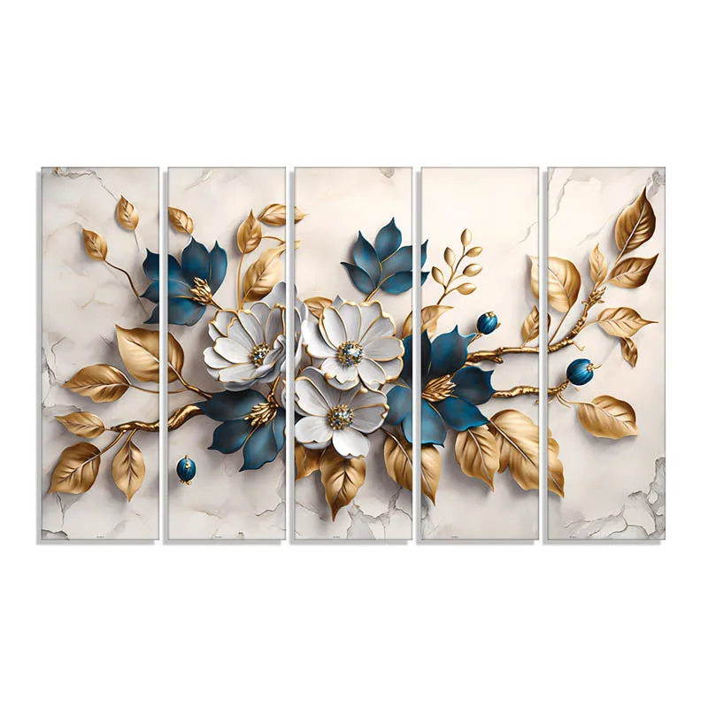 Abbla Flora Canvas Wall Painting - Set Of Five media 4