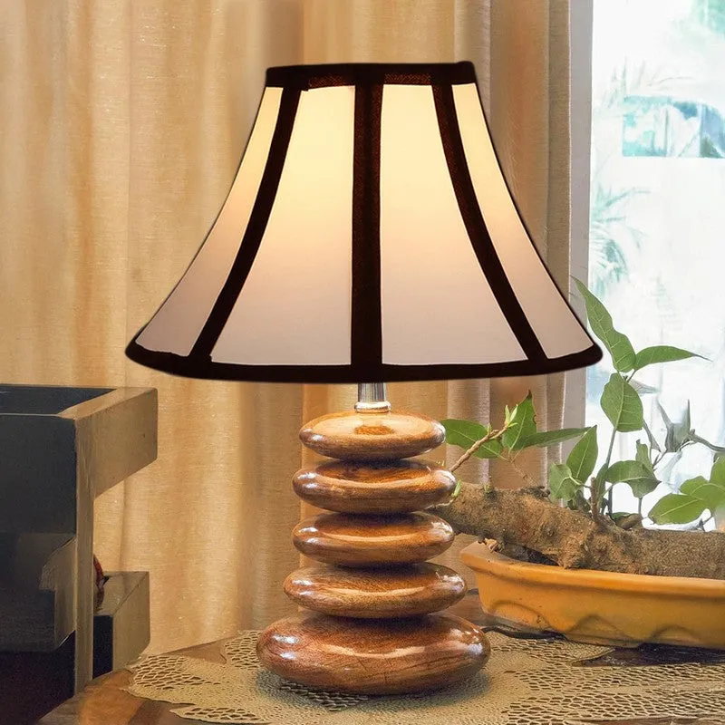 Lunorix Cotton Table Lamp With Wooden Base - White media 3