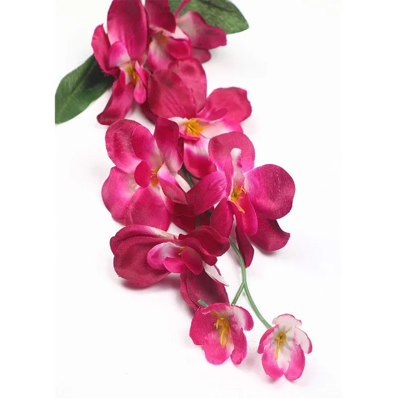 Decorative Fabric Artificial Orchid Flower (Purple) - Set Of Five media 4