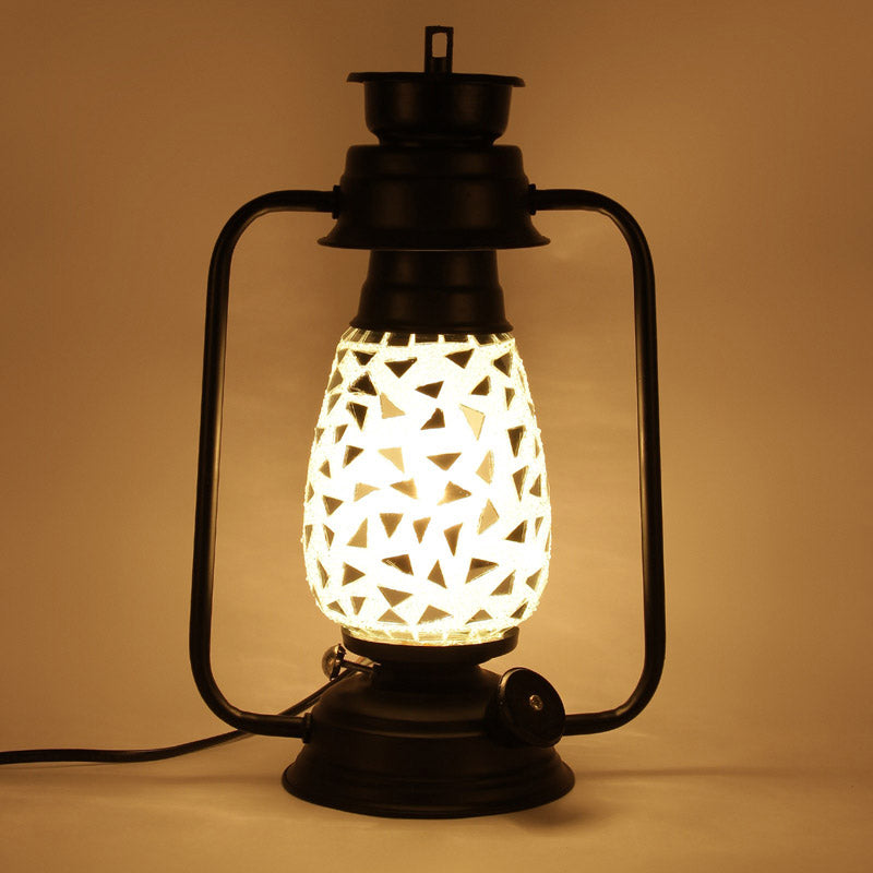 Dvija Mosaic Lantern Iron Table Lamp - Black,Silver media 4