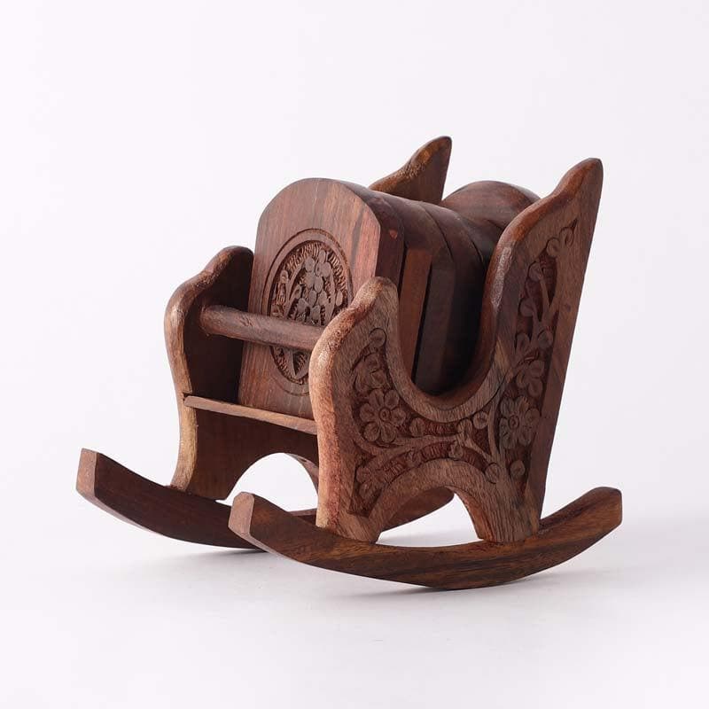 Rocking Chair Carved Coaster - Set Of Six media 5