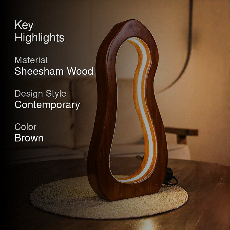 Sculpta Boho Wooden Table Lamp - Brown media 2