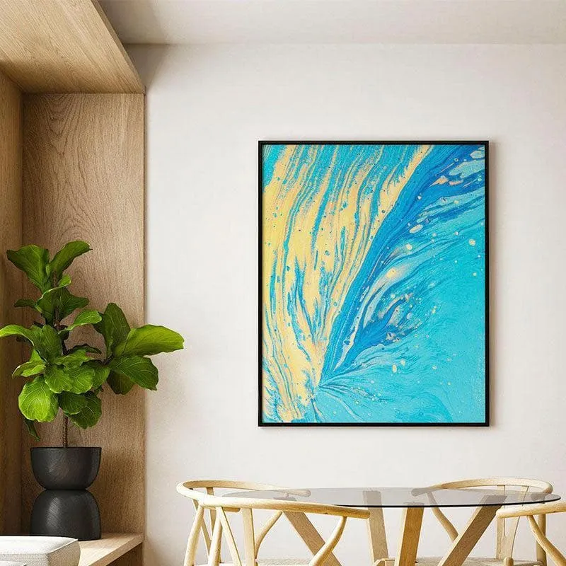 Beachy Abstract Canvas Wall Painting - Black Frame media 1