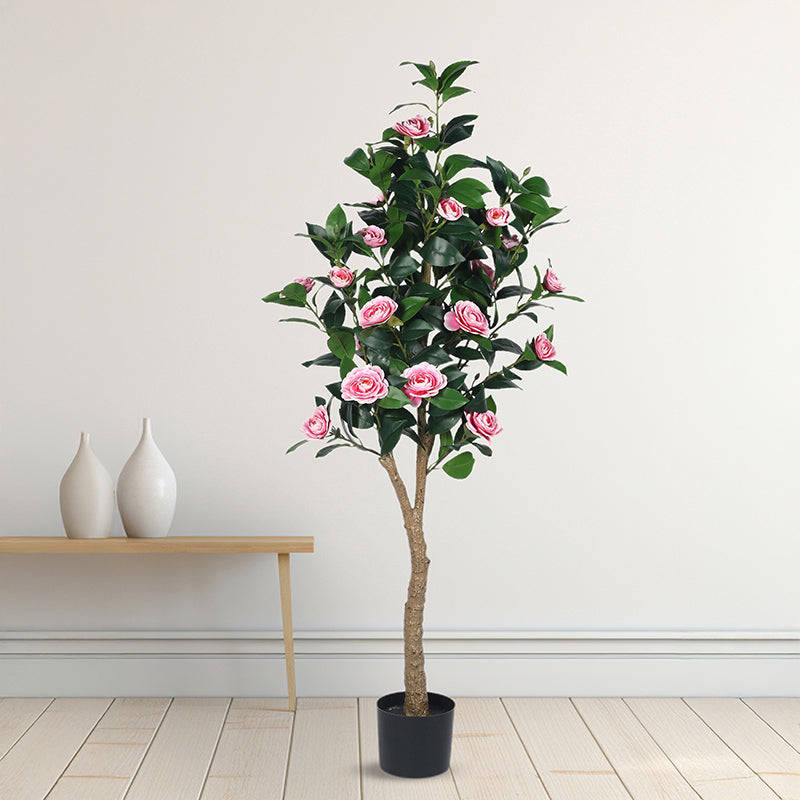 Calmyra Artificial Camellia Plant With Black Plastic Pot - 5 Feet media 3