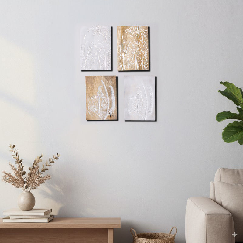 Winter's Whisper Wooden Wall Plates - Set Of Four