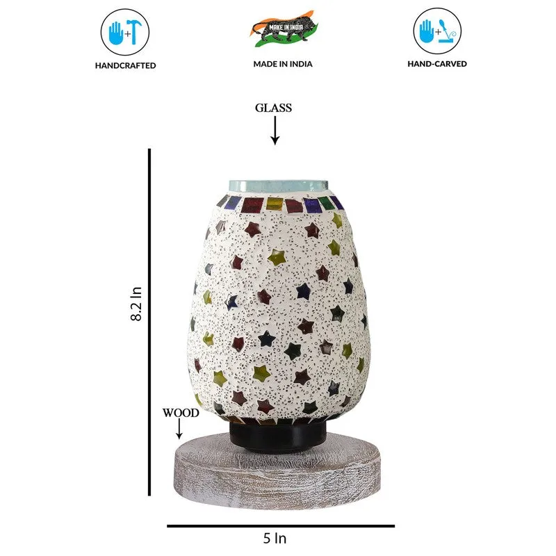 Glisso Glass Table Lamp With Wooden Base - Multicolor media 8