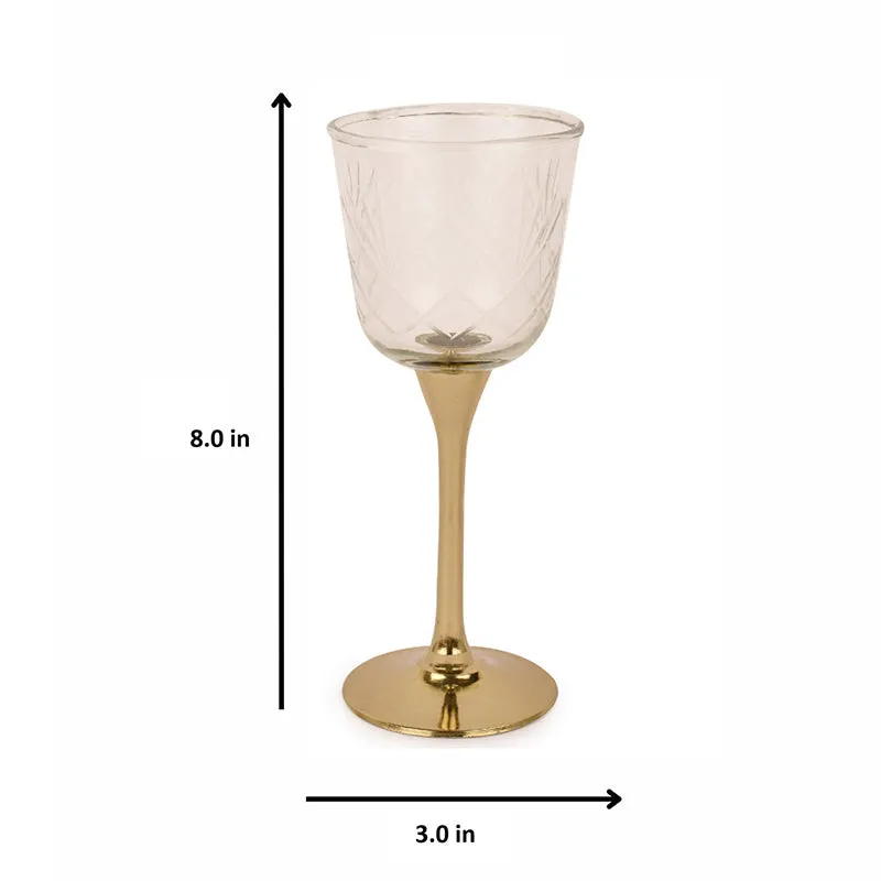 Saroda Glass & Brass Goblet Wine Glass (Gold/180 mL) - Set Of Two media 5