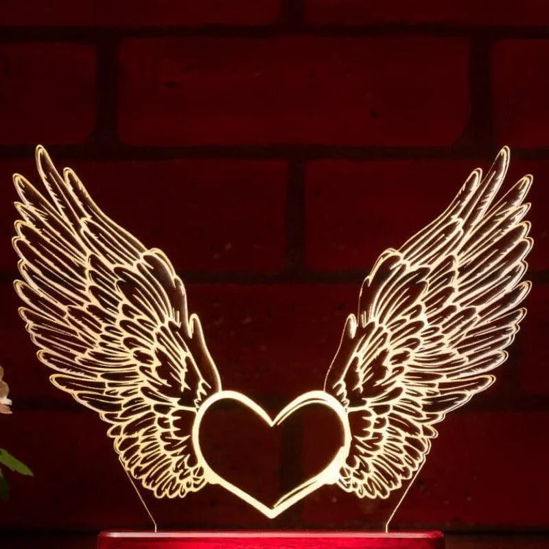 Wings Of Love LED Acrylic Table Lamp - Transparent media 3
