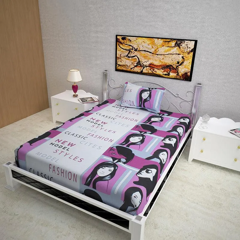 Face & Phrase Abstract Cotton Bedsheet - 144 TC media 3