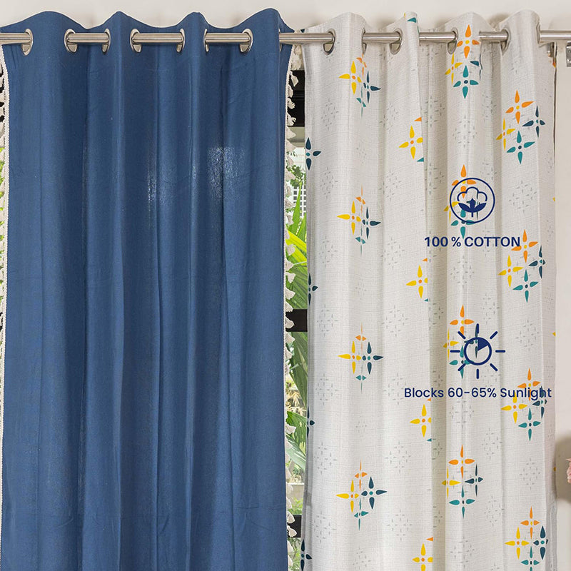 Urban Space Mosaic & Aura Curtain (Indigo,Yellow) - Set Of Three media 3