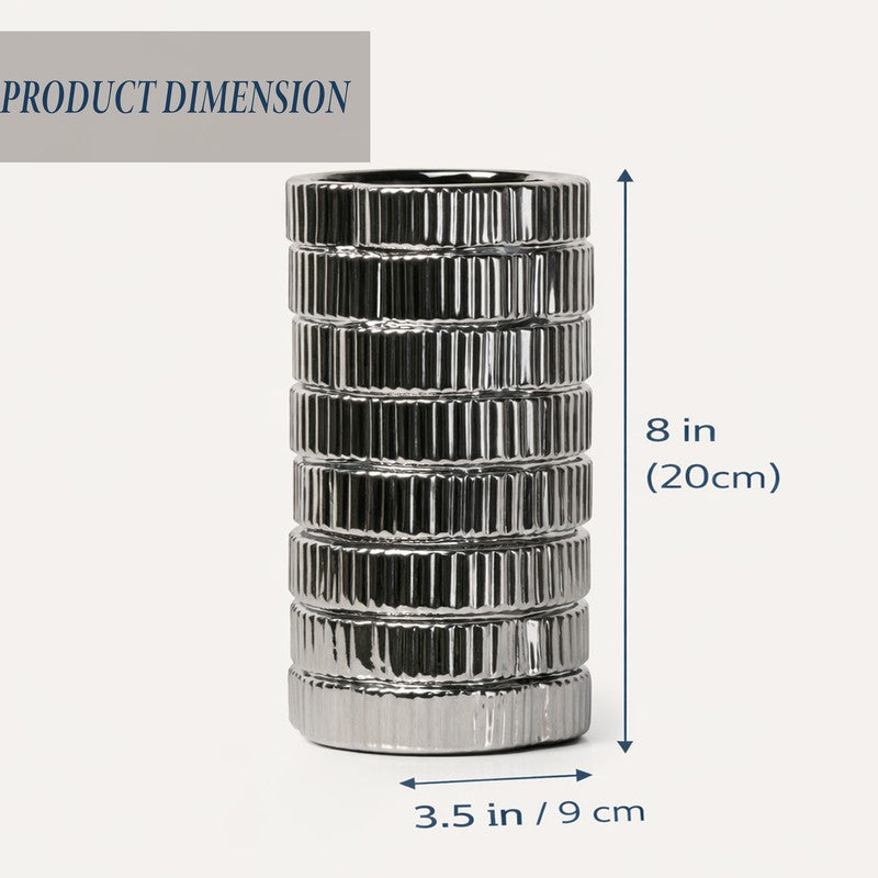 Gildora Tall Ceramic Vase - Silver media 11