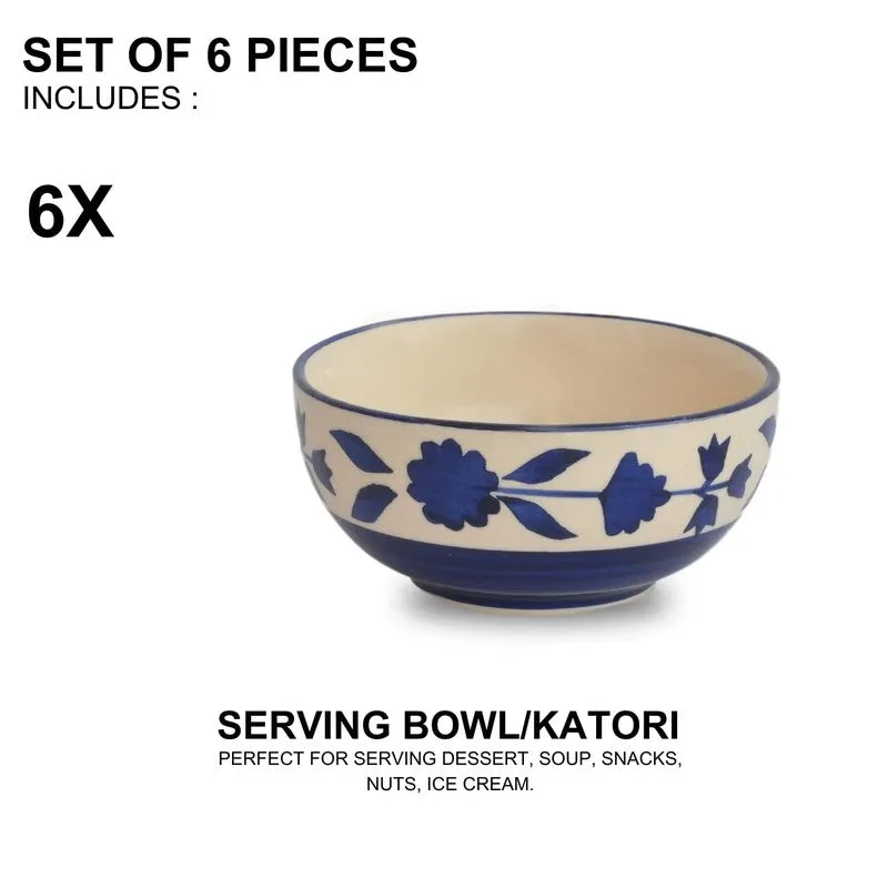 Niblet Ceramic Snack Bowls (Blue, 180 mL Each) - Set Of Six media 5