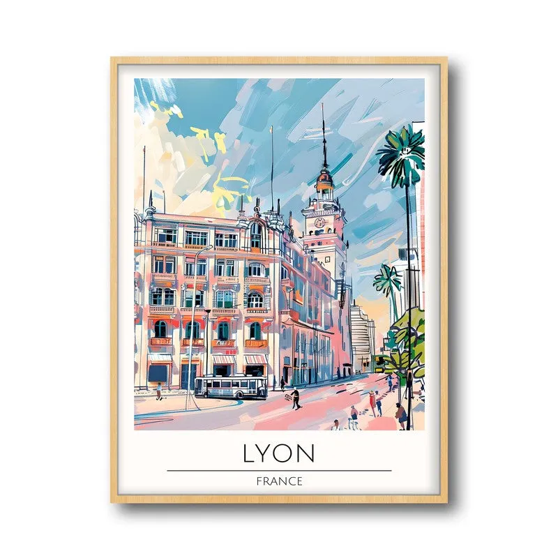 Vintage Lyon Framed Canvas Archival Canvas Wall Painting - Natural Brown Frame media 5