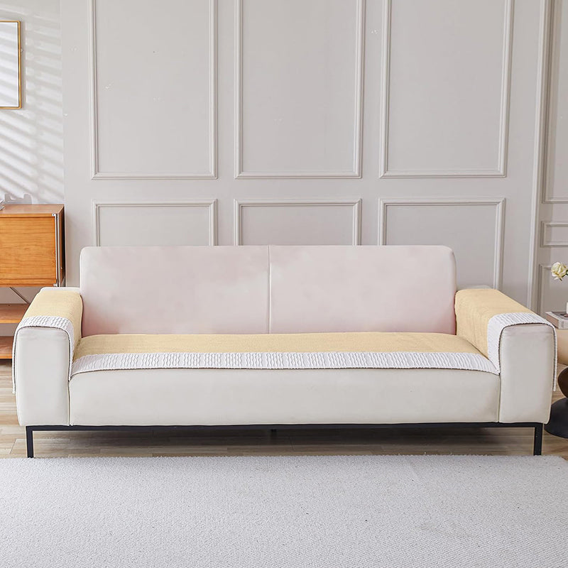Blanco Textured Velvet Sofa Mat - Beige media 3